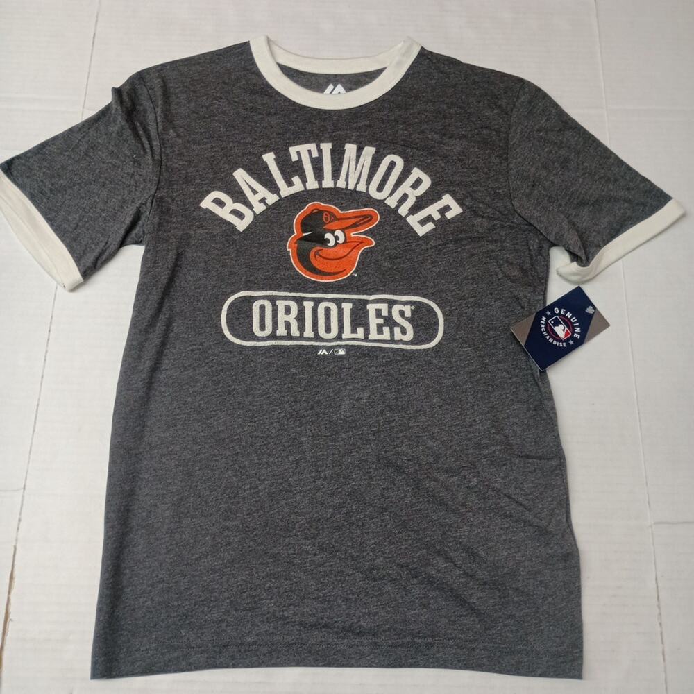 Majestic Baltimore Orioles T-Shirt Men's S Small Gray MLB Baseball